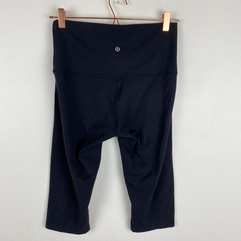 Lululemon Black Wunder Under Stretch Long Biker Shorts Sz 8 - Picture 4 of 7